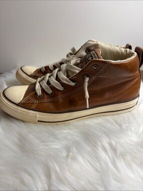 CONVERSE Chuck Taylor Brown Leather High-Top Sneakers SIZE MEN’S 7.5